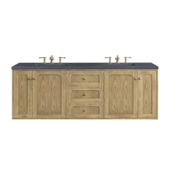 Laurent 72" Double Vanity, Light Natural Oak w/ 3 CM Charcoal Soapstone Top - Image 2