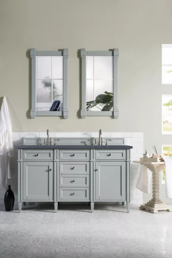 Brittany 60" Double Vanity, Urban Gray w/ 3 CM Charcoal Soapstone Quartz Top - Image 2