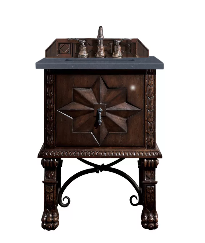 Balmoral 26" Single Vanity, Antique Walnut w/ 3 CM Charcoal Soapstone Quartz Top