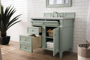 Brittany 36" Single Vanity, Sage Green w/ 3 CM Eternal Serena Quartz Top - Image 4