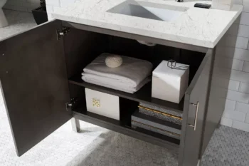 Metropolitan 36" Single Vanity, Silver Oak w/ 3 CM Eternal Jasmine Pearl Quartz Top - Image 4