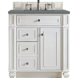 Bristol 30″ Single Vanity, Bright White w/ 3 CM Cala Blue Top