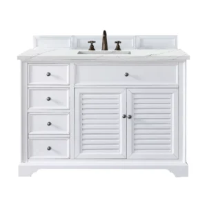 Savannah 48″ Single Vanity, Bright White w/ 3 CM Ethereal Noctis Top