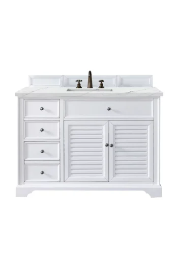 Savannah 48" Single Vanity, Bright White w/ 3 CM Ethereal Noctis Top