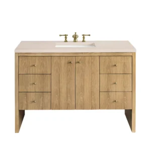 Hudson 48″ Single Vanity, Light Natural Oak w/ 3 CM Eternal Marfil Top