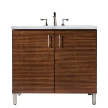 Metropolitan 36" Single Vanity, American Walnut w/ 3 CM Carrara Marble Top