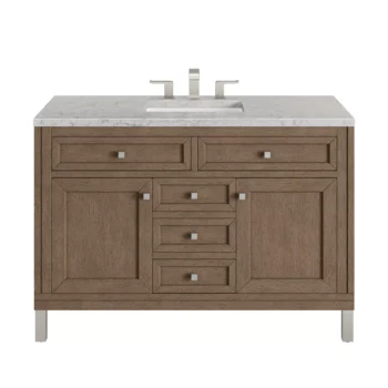 Chicago 48" Single Vanity, Whitewashed Walnut w/ 3 CM Eternal Jasmine Pearl Quartz Top