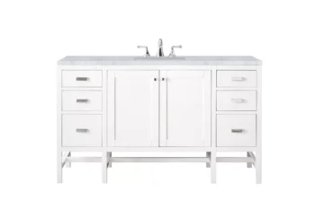 Addison 60" Single Vanity, Glossy White w/ 3 CM Carrara White Top