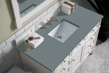 Brittany 48" Single Vanity, Bright White w/ 3 CM Cala Blue Quartz Top - Image 3