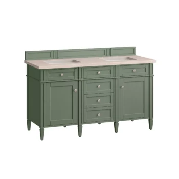 Brittany 60" Double Vanity, Smokey Celadon w/ 3 CM Eternal Marfil Top - Image 6