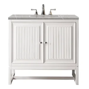 Athens 36″ Single Vanity, Glossy White w/ 3 CM Eternal Serena Top