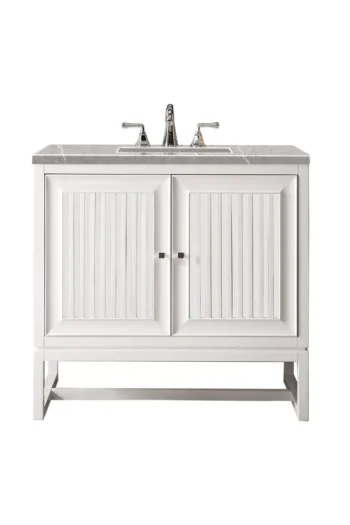 Athens 36" Single Vanity, Glossy White w/ 3 CM Eternal Serena Top