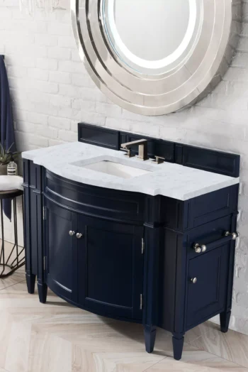 Brittany 46" Single Vanity, Victory Blue w/ 3 CM Carrara Marble Top - Image 3