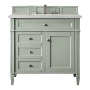 Brittany 36″ Single Vanity, Sage Green w/ 3 CM Eternal Serena Quartz Top