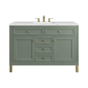 Chicago 48″ Single Vanity, Smokey Celadon w/ 3 CM Ethereal Noctis Top