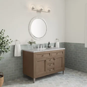 Chicago 48" Single Vanity, Whitewashed Walnut w/ 3 CM Eternal Jasmine Pearl Quartz Top - Image 4