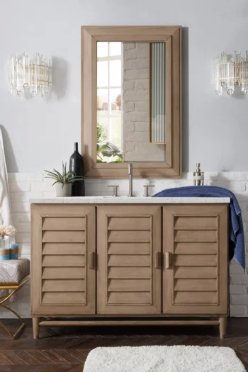 Portland 48" Single Vanity Whitewashed Walnut w/ 3 CM Eternal Jasmine Pearl Quartz Top - Image 2