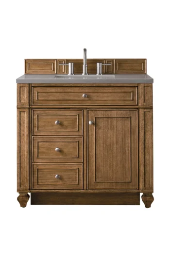 Bristol 36" Single Vanity, Saddle Brown w/ 3 CM Grey Expo Top