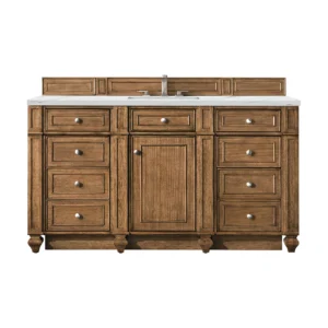 Bristol 60″ Single Vanity, Saddle Brown w/ 3 CM Ethereal Noctis Quartz Top