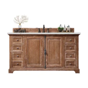 Providence 60″ Single Vanity, Driftwood w/ 3 CM Ethereal Noctis Quartz Top