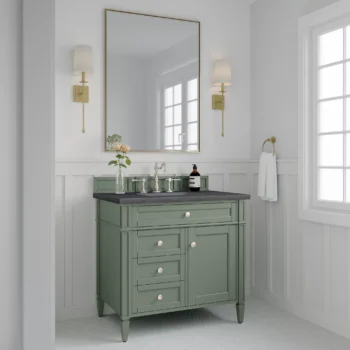 Brittany 36" Single Vanity, Smokey Celadon w/ 3 CM Charcoal Soapstone Top - Image 4