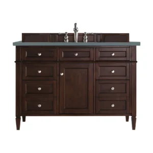 Brittany 48″ Single Vanity, Burnished Mahogany w/ 3 CM Cala Blue Quartz Top