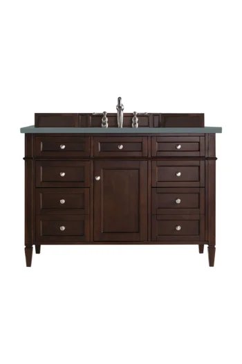 Brittany 48" Single Vanity, Burnished Mahogany w/ 3 CM Cala Blue Quartz Top