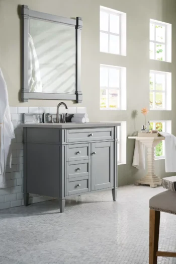 Brittany 36" Single Vanity, Urban Gray w/ 3 CM Eternal Serena Quartz Top - Image 3