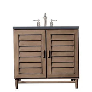 Portland 36″ Single Vanity Whitewashed Walnut w/ 3 CM Charcoal Soapstone Quartz Top