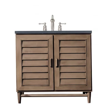 Portland 36" Single Vanity Whitewashed Walnut w/ 3 CM Charcoal Soapstone Quartz Top