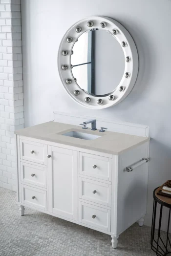 Copper Cove Encore 48" Single Vanity, Bright White w/ 3 CM Eternal Serena Quartz Top - Image 3