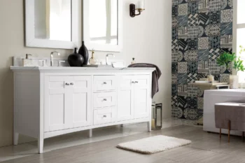 Palisades 72" Double Vanity, Bright White w/ 3 CM Ethereal Noctis Quartz Top - Image 3