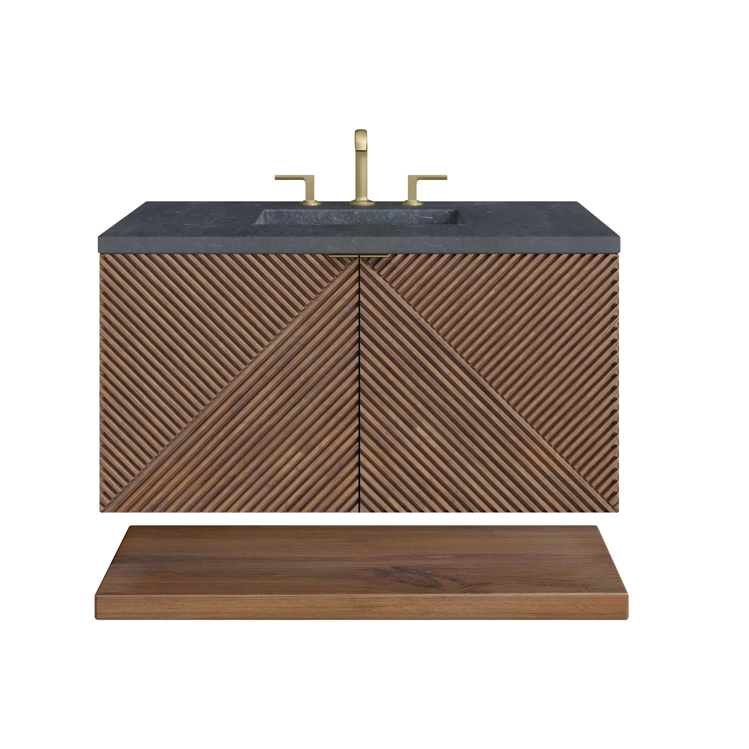 Marcello 36" Single Vanity, Chestnut w/ 3 CM Charcoal Soapstone Top - Image 2