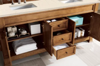 Brookfield 72" Double Vanity, Country Oak w/ 3 CM Eternal Marfil Quartz Top - Image 3