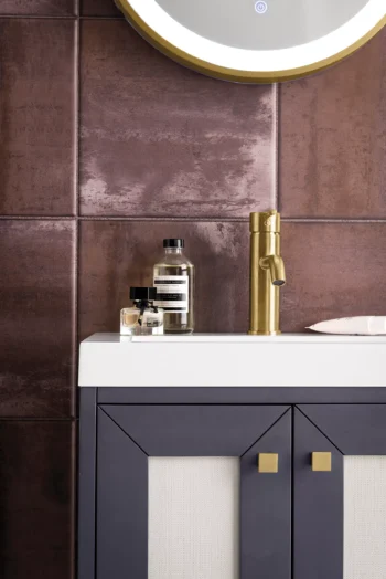 Chianti 20" Single Vanity, Mineral Gray, Radiant Gold, w/ White Glossy Composite Stone Top - Image 7