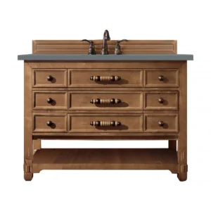 Malibu 48″ Single Vanity, Honey Alder w/ 3 CM Cala Blue Quartz Top
