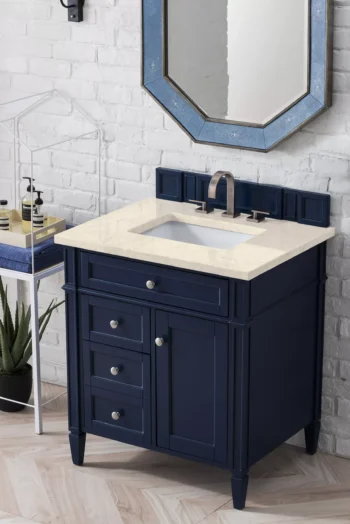 Brittany 30" Single Vanity, Victory Blue w/ 3 CM Eternal Marfil Quartz Top - Image 3