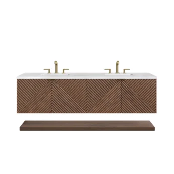 Marcello 72" Double Vanity, Chestnut w/ 3 CM Arctic Fall Top - Image 2