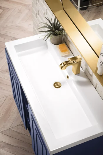 Alicante 39.5" Single Vanity, Azure Blue, Radiant Gold w/ White Glossy Composite Stone Top - Image 5