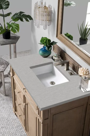 Bristol 36" Single Vanity, Whitewashed Walnut w/ 3 CM Eternal Serena Quartz Top - Image 3