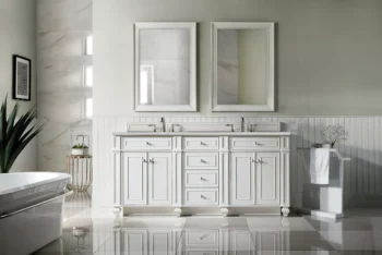 Bristol 72" Double Vanity, Bright White w/ 3 CM Eternal Serena Quartz Top - Image 2