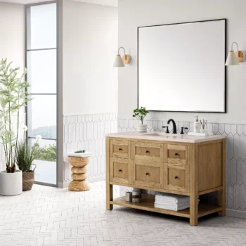 Breckenridge 48" Single Vanity, Light Natural Oak w/ 3 CM Eternal Marfil Top - Image 3