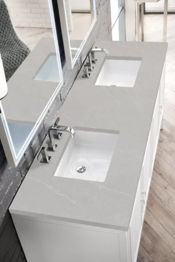 Athens 72" Double Vanity, Glossy White w/ 3 CM Eternal Serena Top - Image 4
