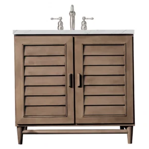 Portland 36″ Single Vanity Whitewashed Walnut w/ 3 CM Ethereal Noctis Quartz Top