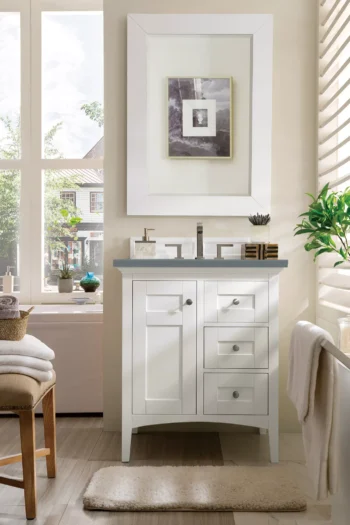 Palisades 30" Single Vanity, Bright White w/ 3 CM Cala Blue Top - Image 2