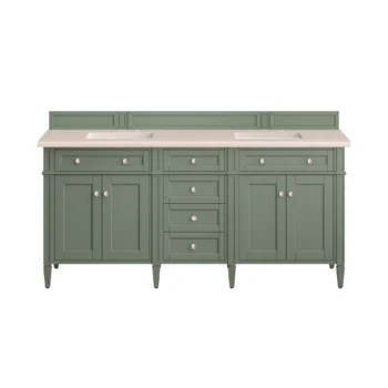 Brittany 72" Double Vanity, Smokey Celadon w/ 3 CM Eternal Marfil Top - Image 2