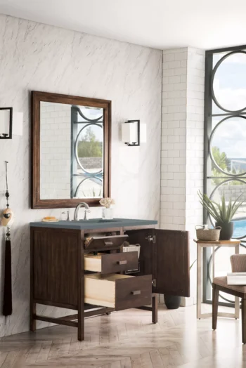 Addison 36" Single Vanity, Mid-Century Acacia w/ 3 CM Cala Blue Top - Image 4