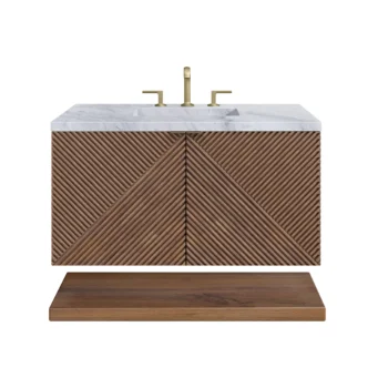 Marcello 36" Single Vanity, Chestnut w/ 3 CM Carrara Marble Top - Image 2