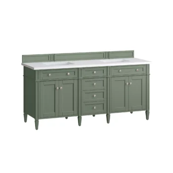 Brittany 72" Double Vanity, Smokey Celadon w/ 3 CM White Zeus Top - Image 6