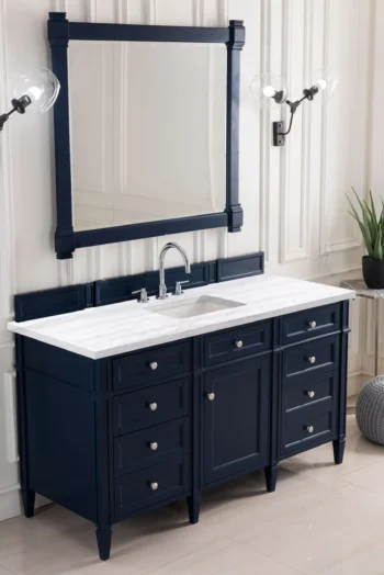 Brittany 60" Single Vanity, Victory Blue w/ 3 CM Arctic Fall Solid Surface Top - Image 3